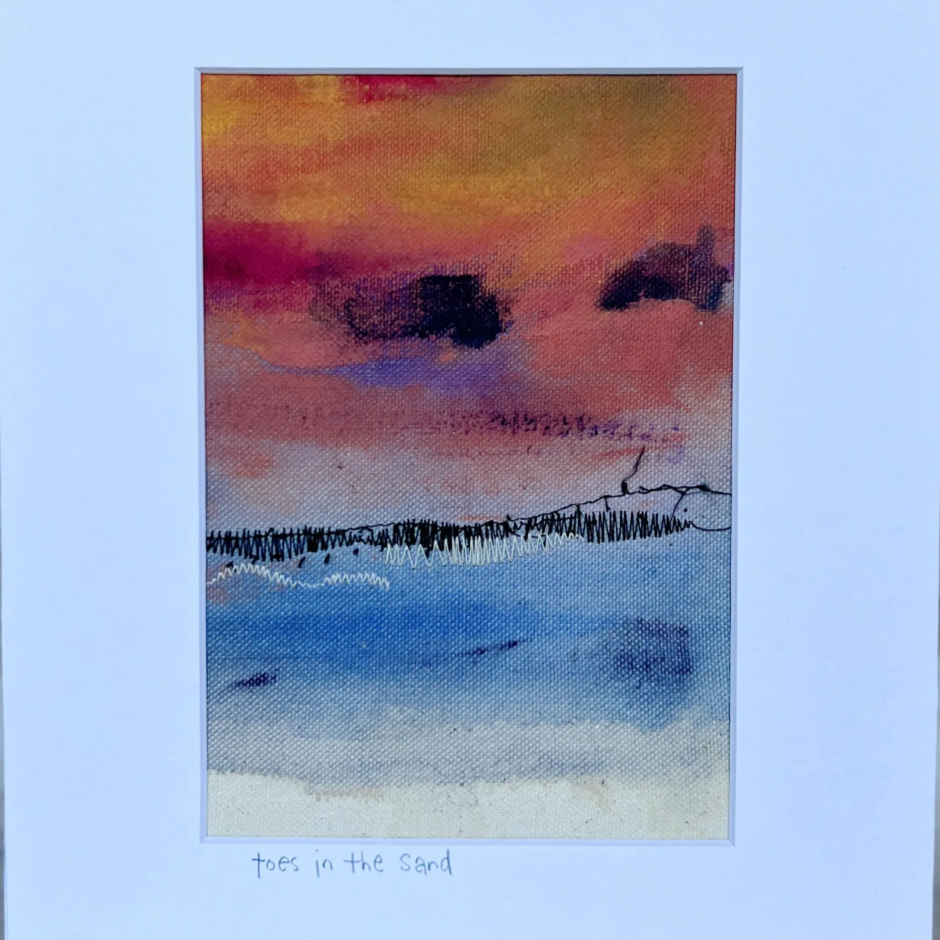 toes in the sand 1 - painted mixed media art print