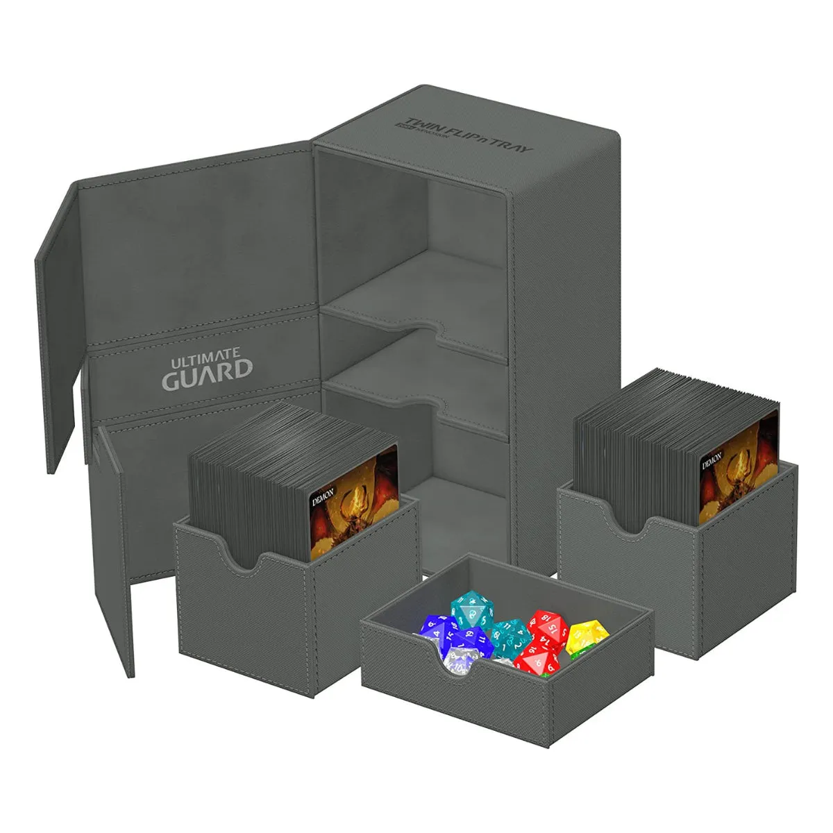 Ultimate Guard Twin Flip n Tray 200  XenoSkin Monocolor Grey Deck Box