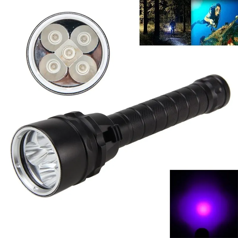 UV LED Waterproof Flashlight with 2000LM | 100m Range | Durable Aluminum Alloy Construction