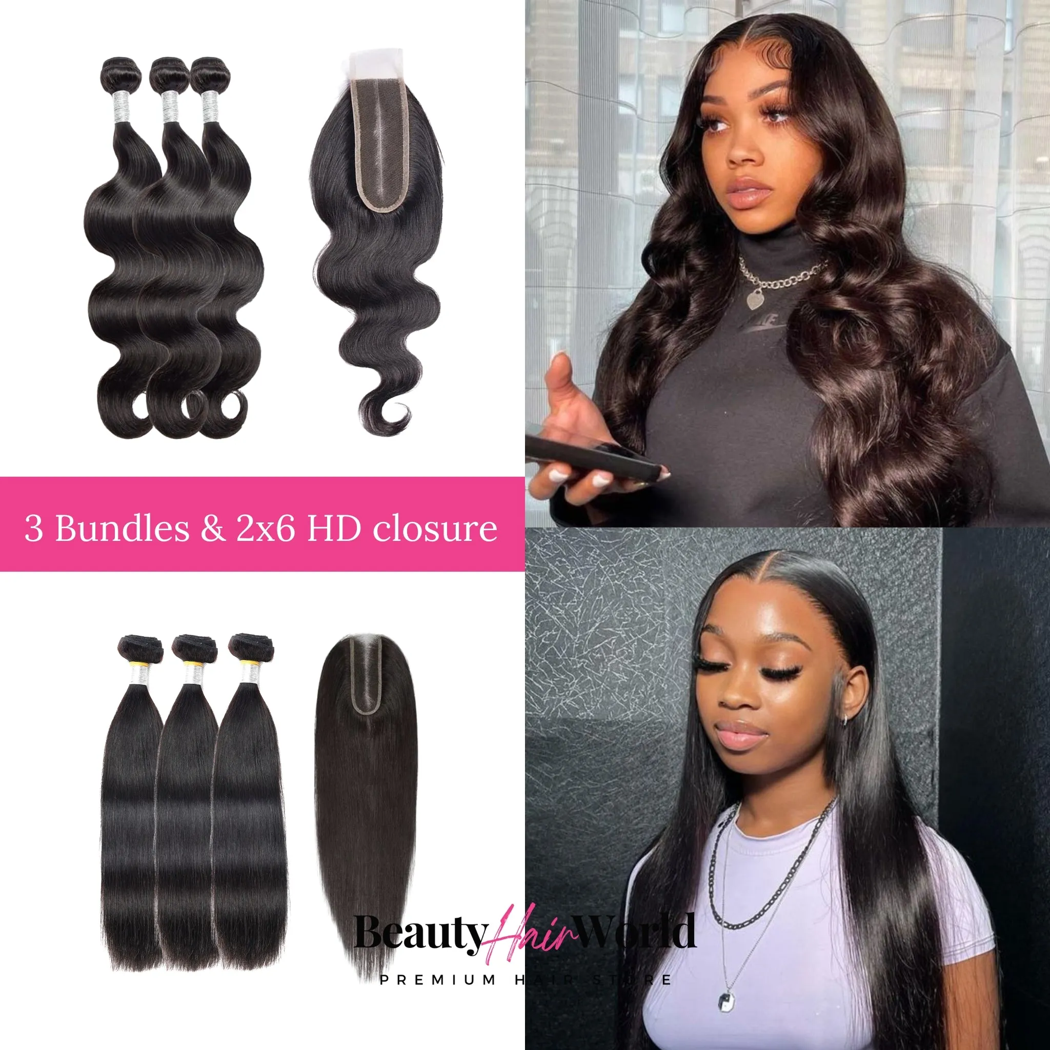 Valentine’s Day Special🌹 10A 3 Bundles with 2x6 HD deep part closure - HOT