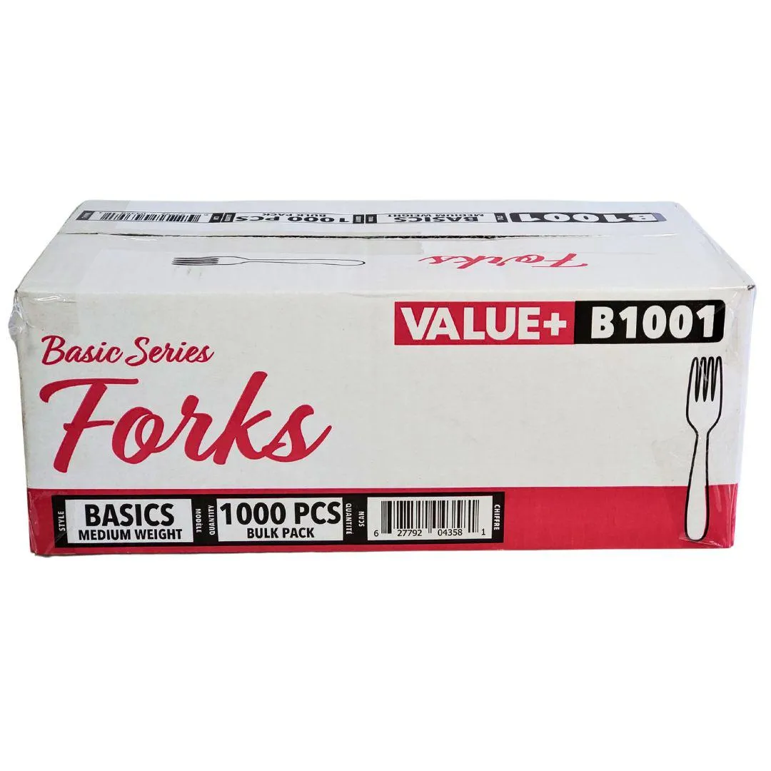 Value  - Plastic Forks - White - Bulk - B1001