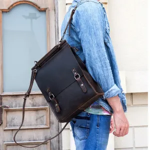 Vintage Leather Backpack for Men & Women - Daypack Handbag - One Size