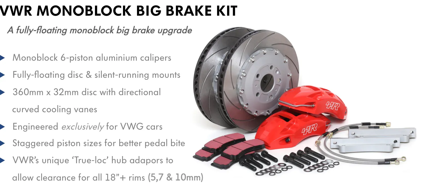 VWRacingLine Front Brake Kit, 360mm Disc All Mk5/6 Golf inc. GTi and R