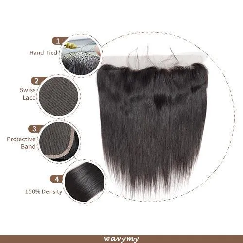Wavymy Straight Virgin Human Hair 3 Bundles With 6x6 Closure