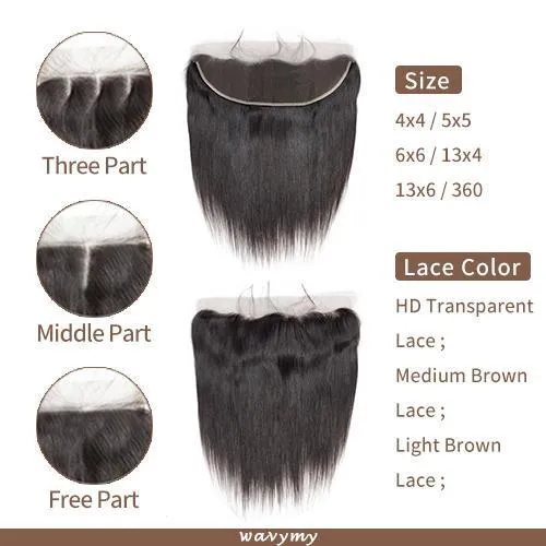Wavymy Straight Virgin Human Hair 3 Bundles With 6x6 Closure