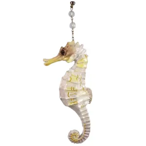 WHITE SEA HORSE (Set/3) MAGNETIC COASTAL ORNAMENT - Magnetic Chandelier Ornament