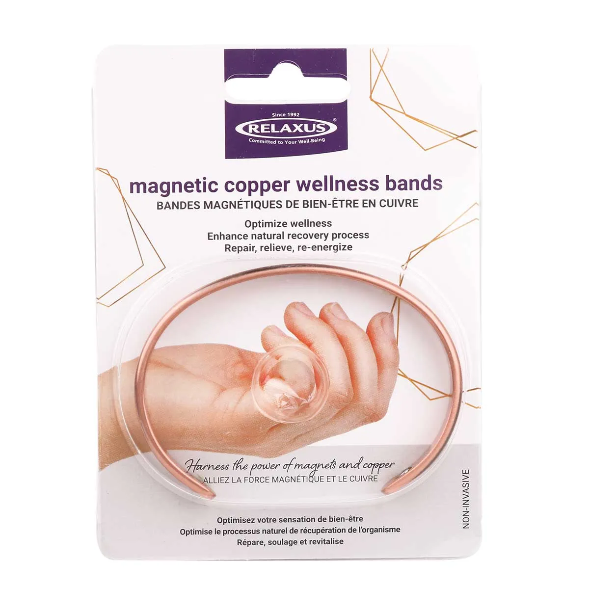 Wholesale Classic Lines Magnetic Copper Bangle Bracelet