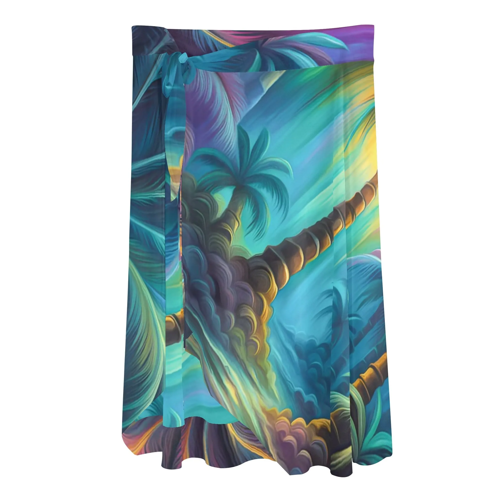 Women's Multicolored Beach Cover-up Wraparound Skirt