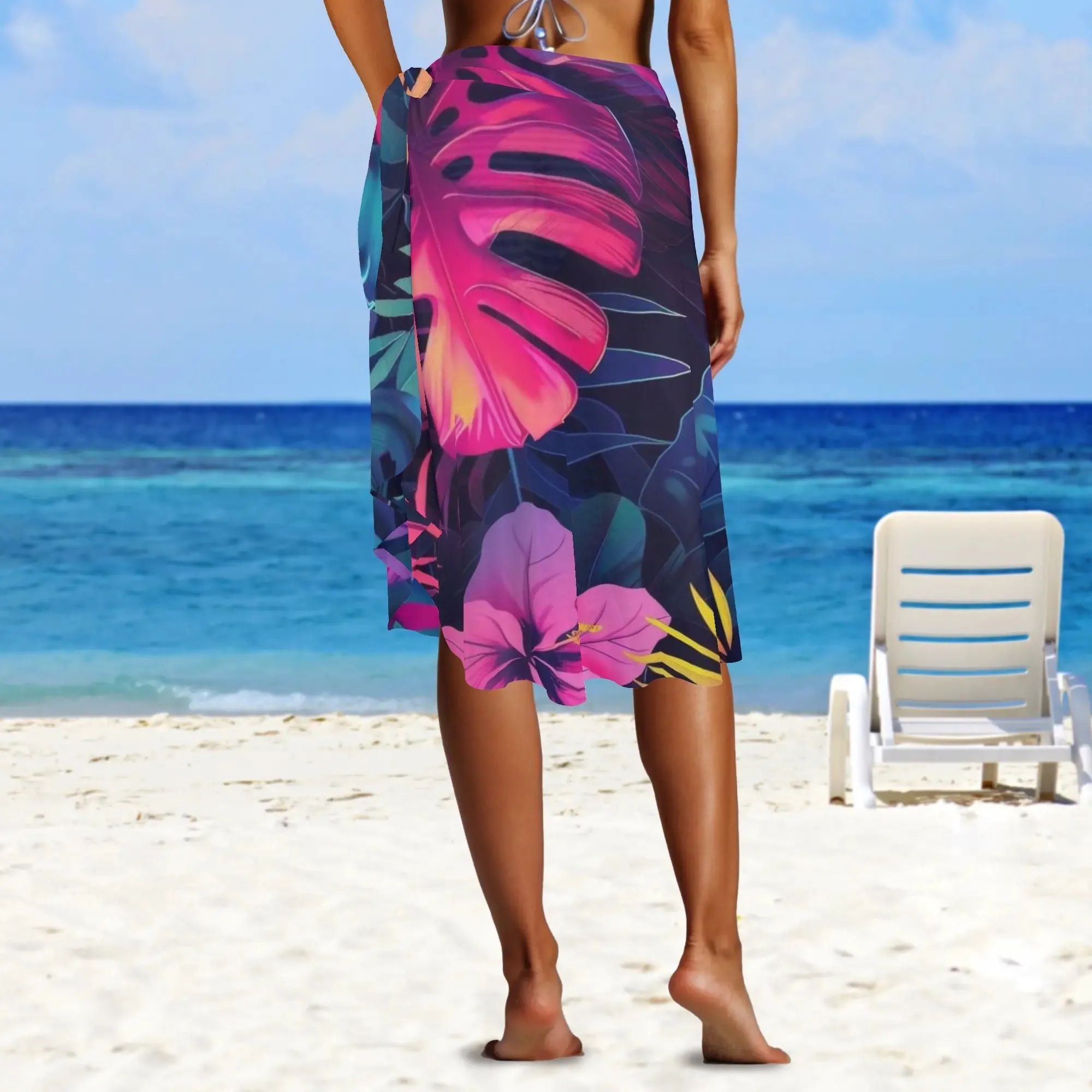 Women's Multicolored Beach Cover-up Wraparound Skirt