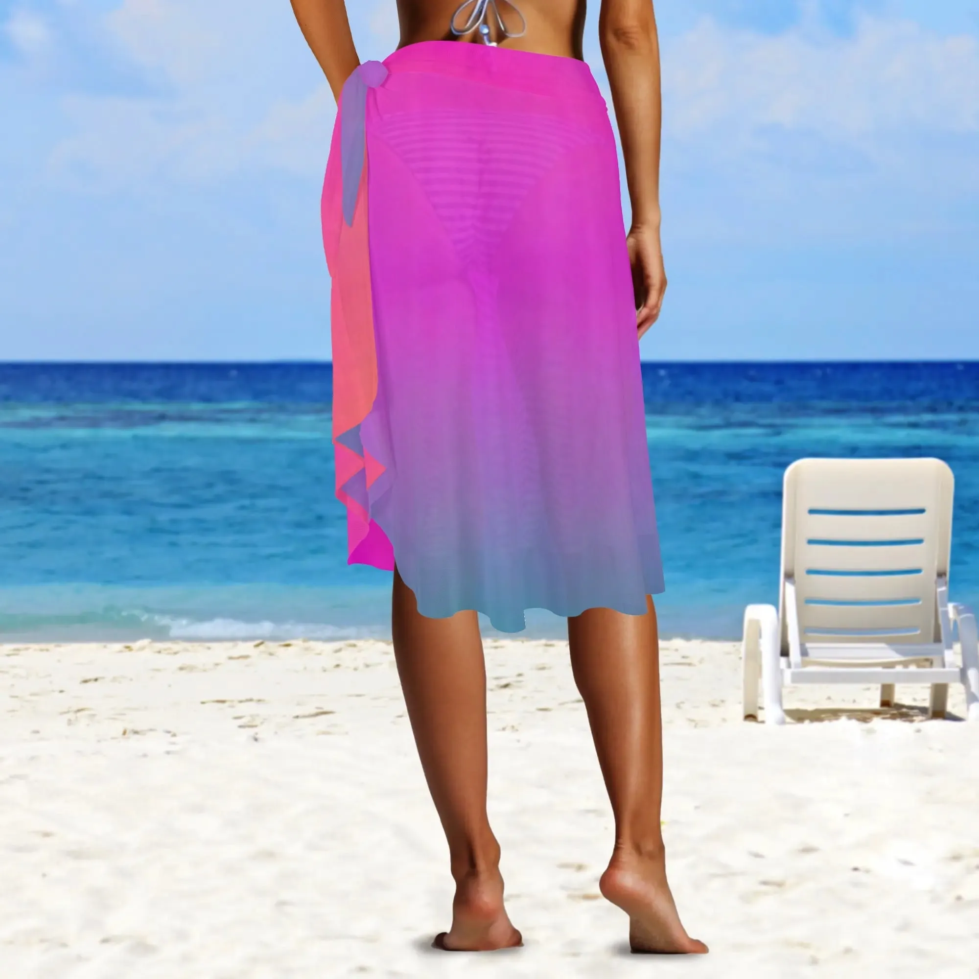 Women's Multicolored Beach Cover-up Wraparound Skirt