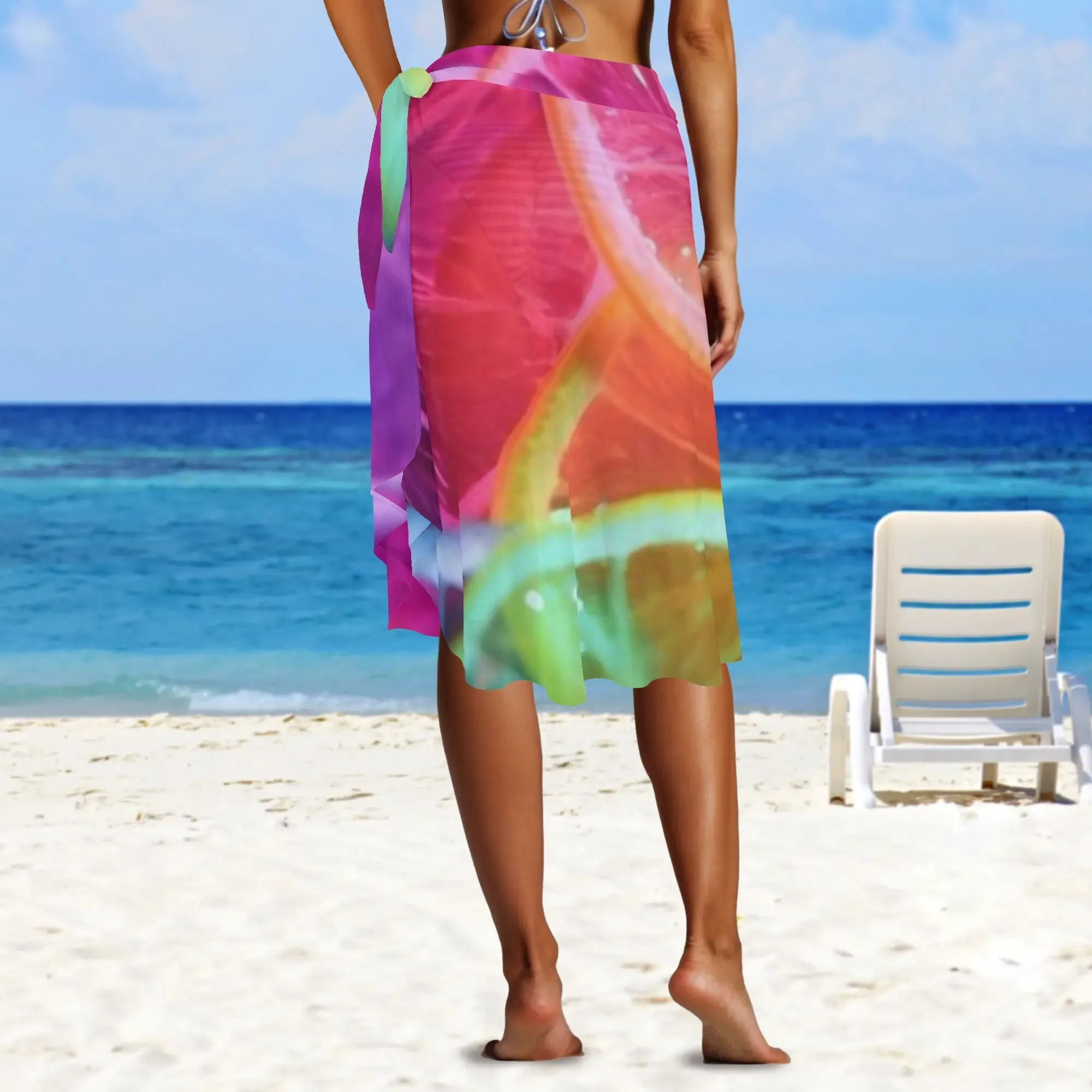 Women's Multicolored Beach Cover-up Wraparound Skirt