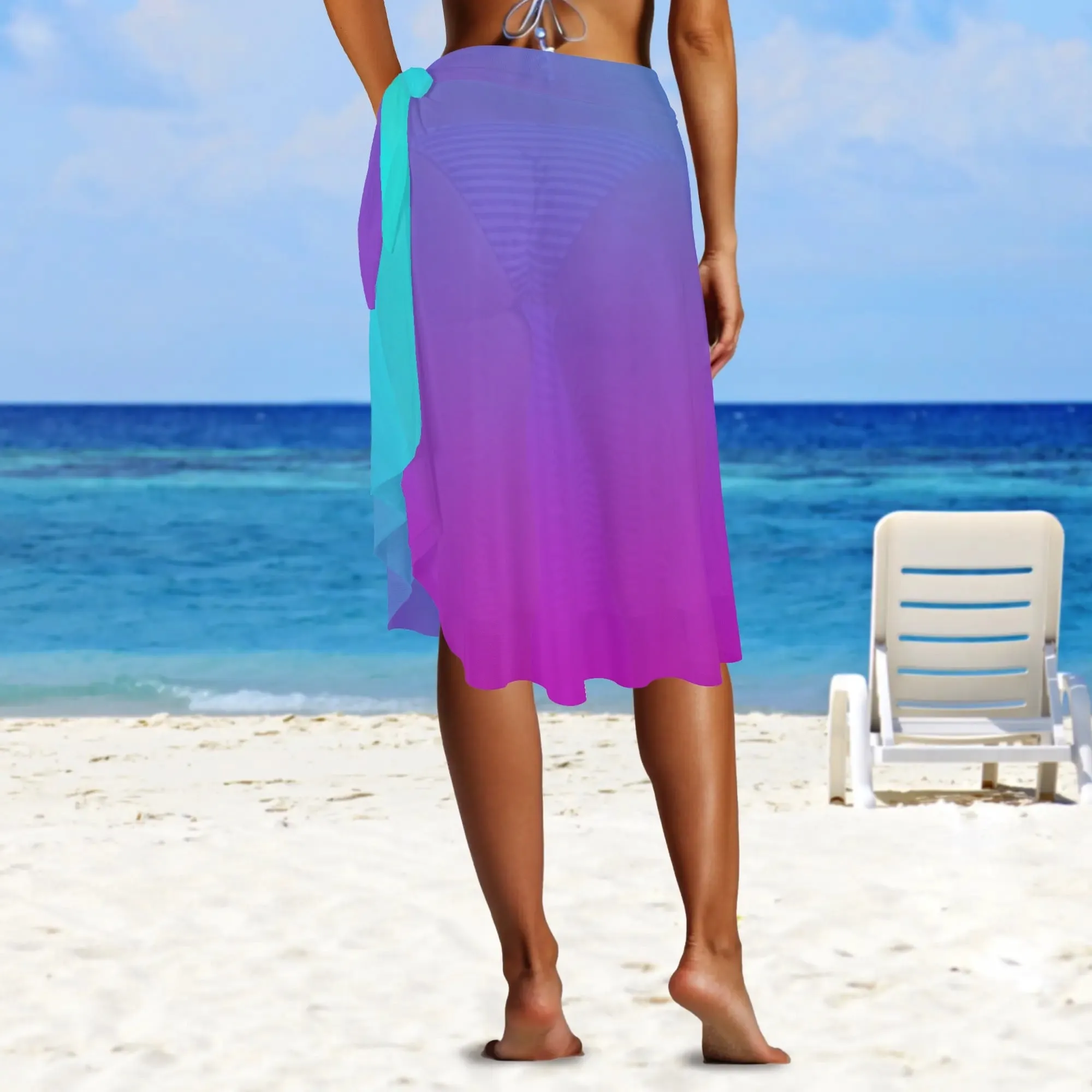 Women's Multicolored Beach Cover-up Wraparound Skirt