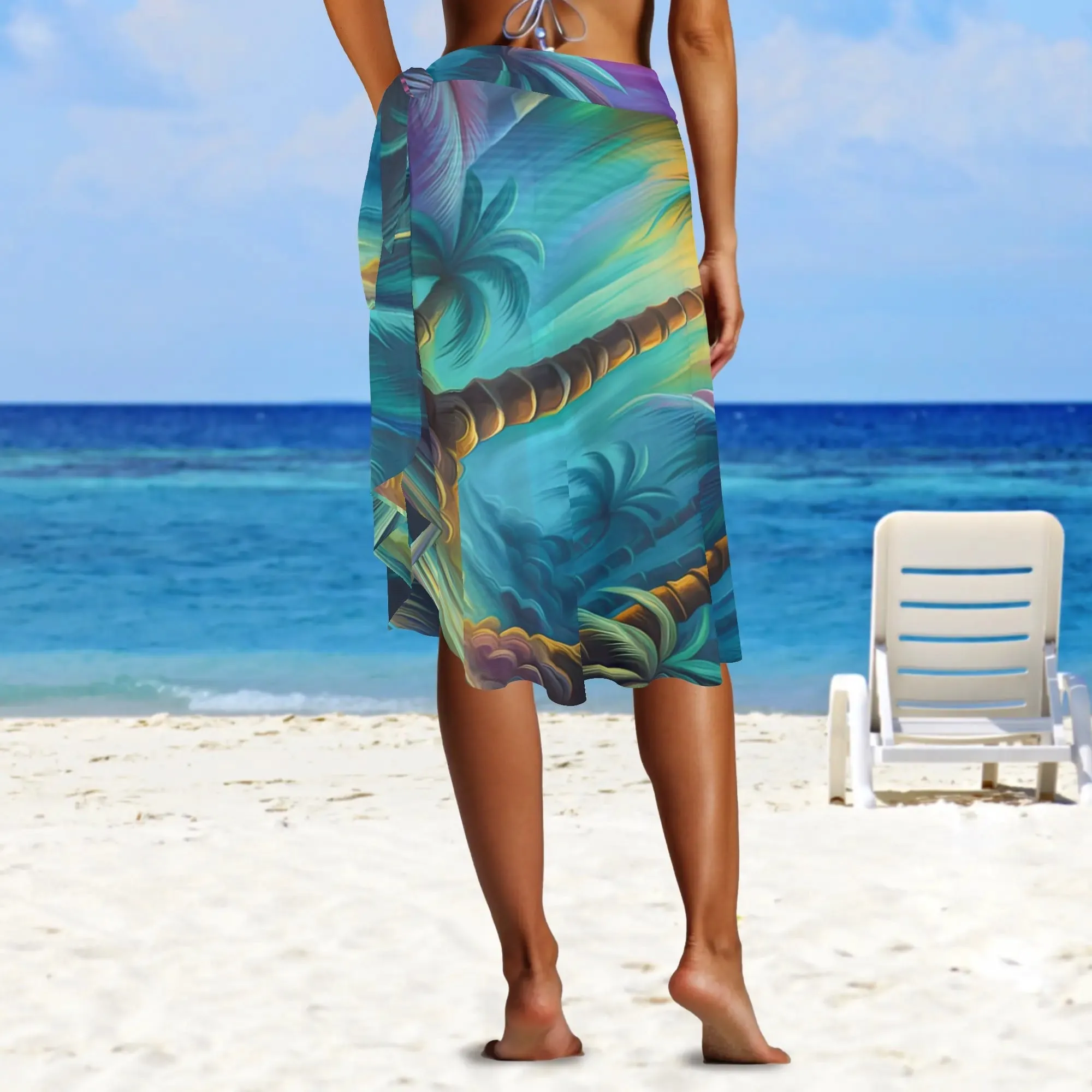 Women's Multicolored Beach Cover-up Wraparound Skirt