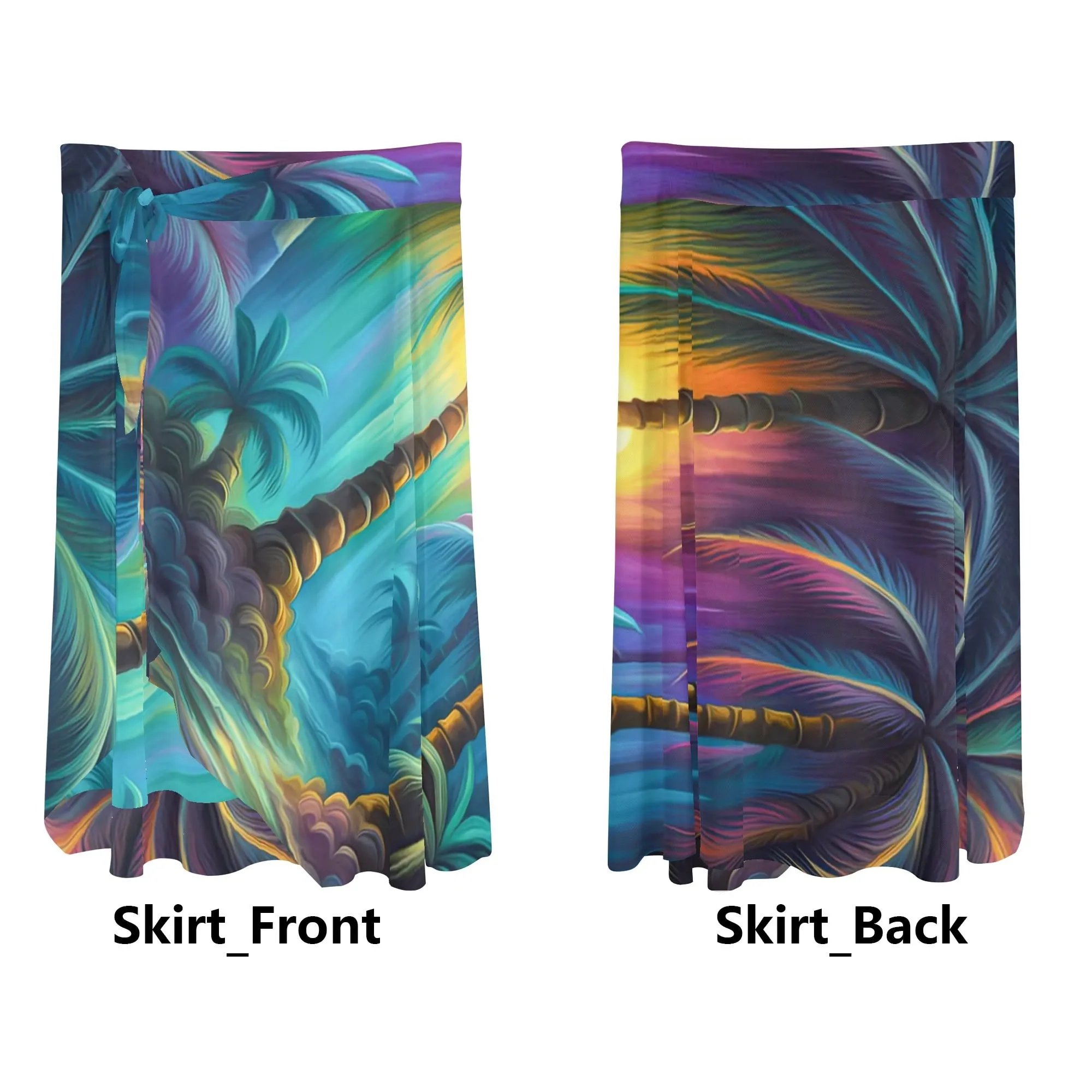 Women's Multicolored Beach Cover-up Wraparound Skirt