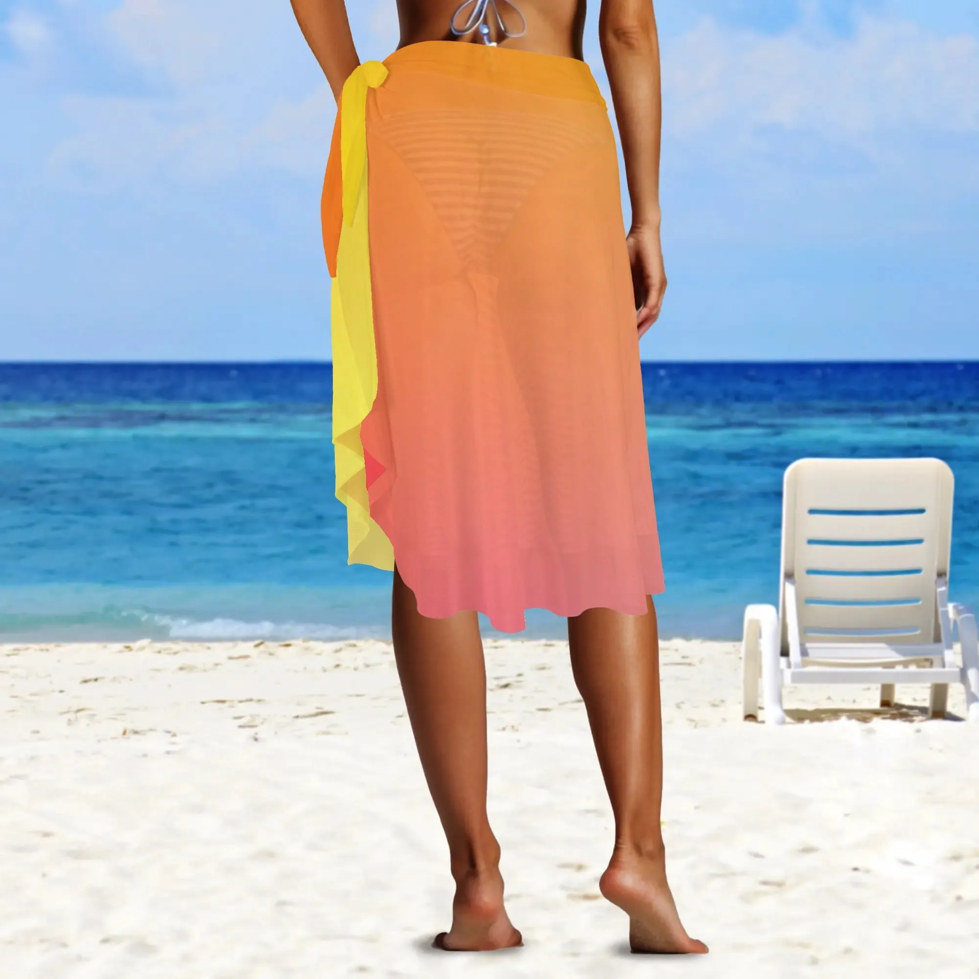 Women's Multicolored Beach Cover-up Wraparound Skirt