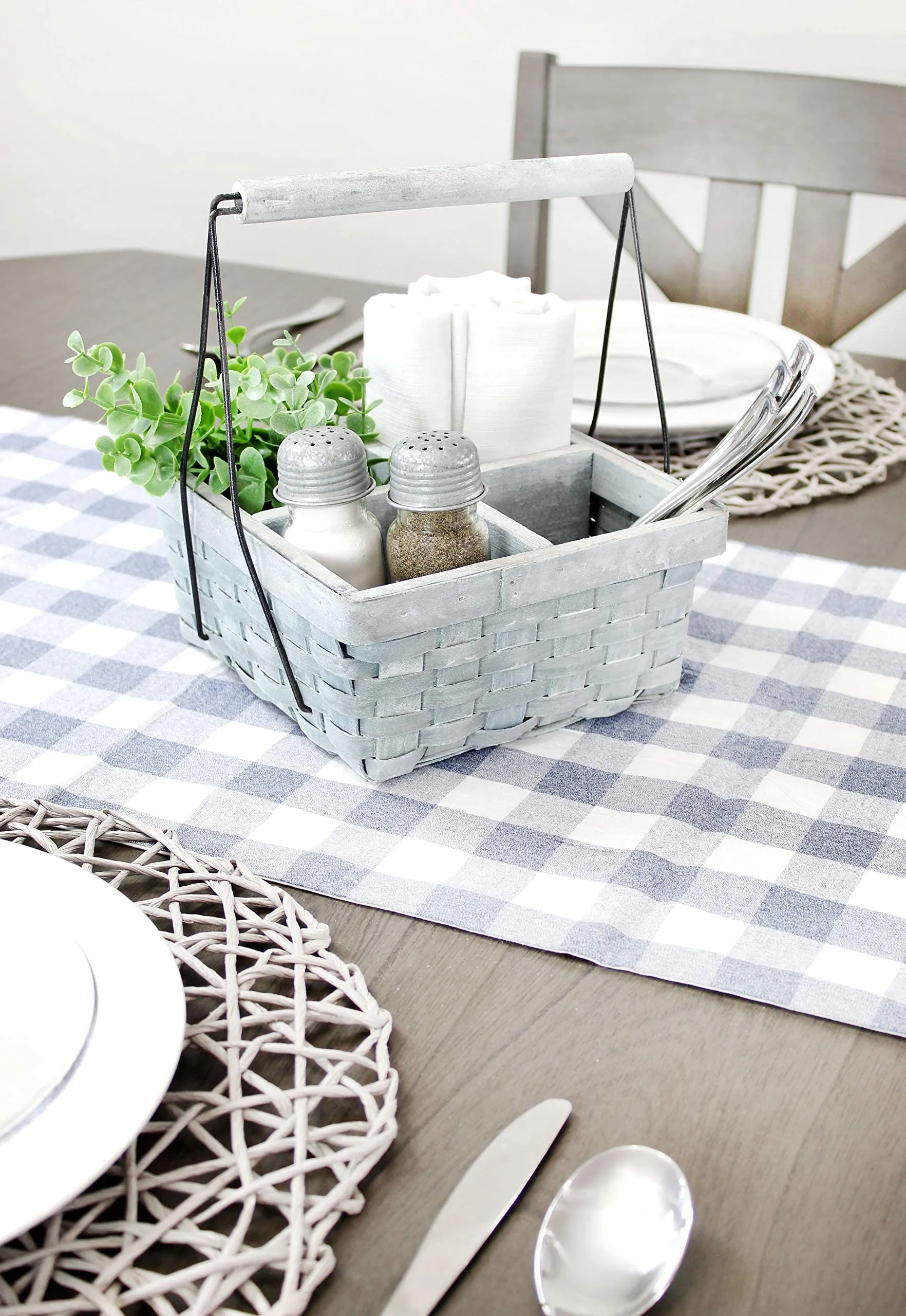 Wood Basket Caddy (Gray Washed)