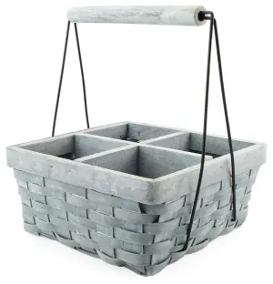 Wood Basket Caddy (Gray Washed)