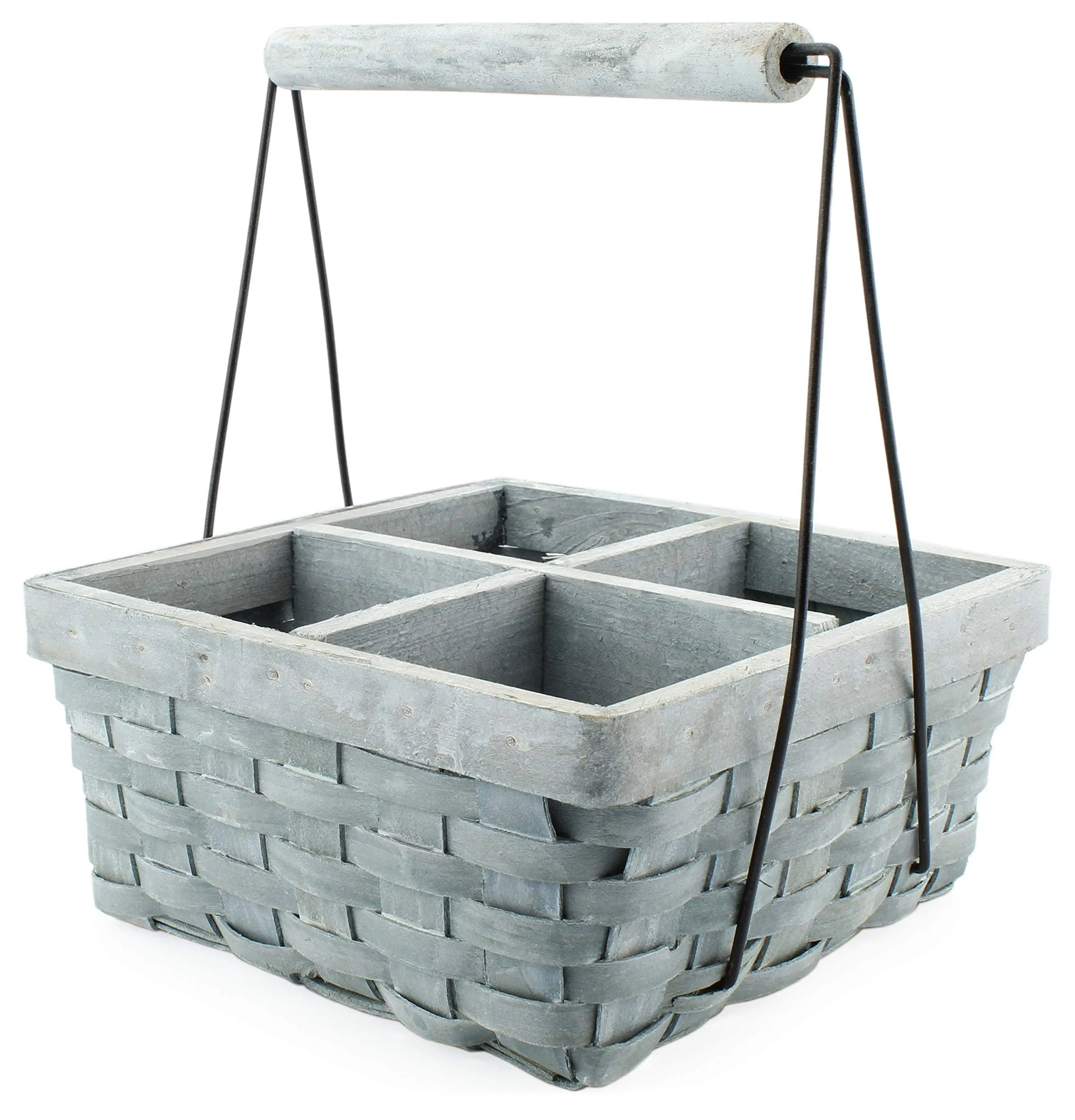 Wood Basket Caddy (Gray Washed)