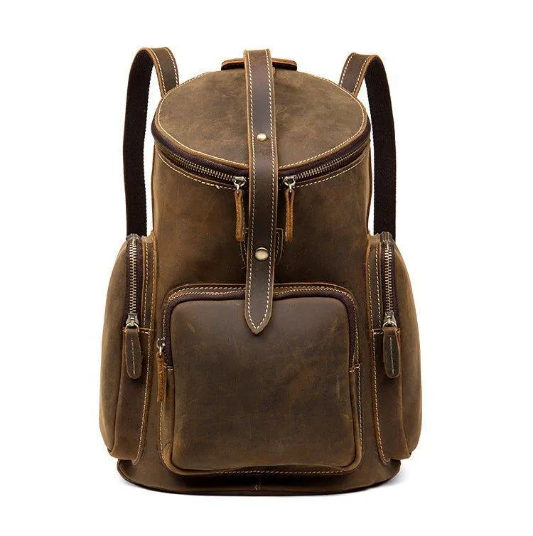 Woosir Crazy Horse Genuine Leather Mens Backpack Vintage