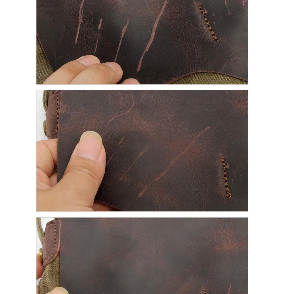 Woosir Crazy Horse Genuine Leather Mens Backpack Vintage