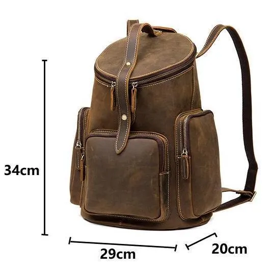 Woosir Crazy Horse Genuine Leather Mens Backpack Vintage