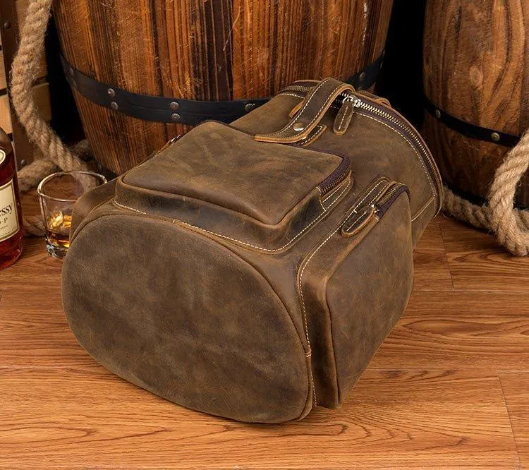 Woosir Crazy Horse Genuine Leather Mens Backpack Vintage