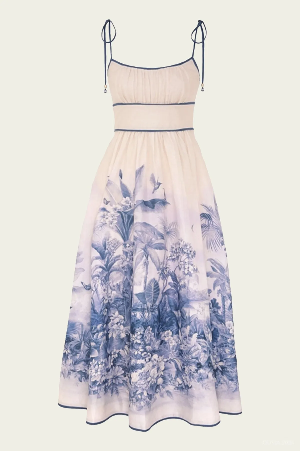 Wylie Picnic Dress in Blue Palm