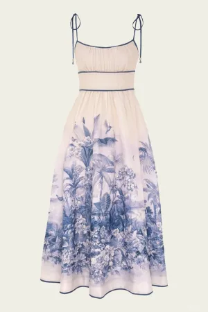 Wylie Picnic Dress in Blue Palm
