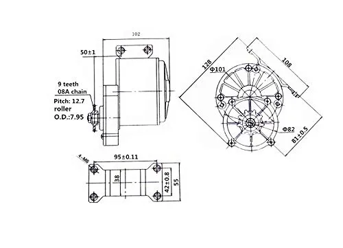 Xcluma My1016Z2 24V 250W Electric Motor For E-Bike, Electric Tricycle ,Diy Ebike Project(Silver)