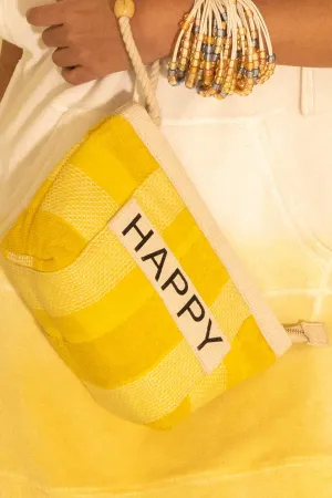 Yellow Cotton Checkered Tote Bag