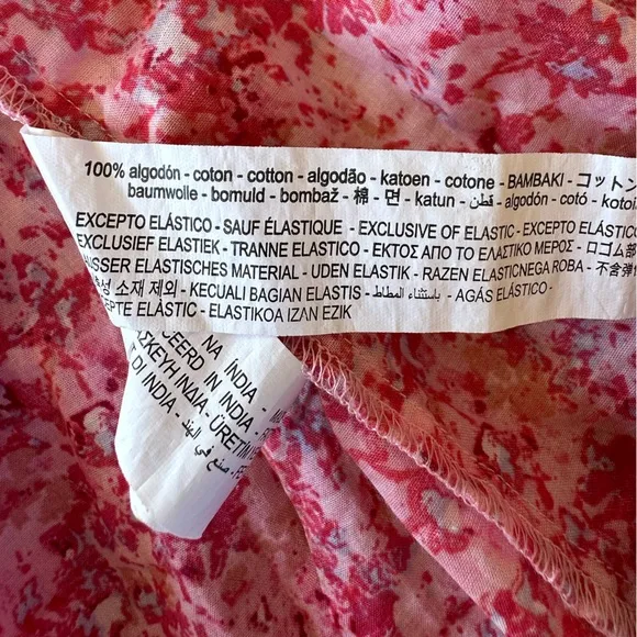 ZARA FLORAL SUMMER V NECK BACKLESS PINK LONG DRESS  SIZE L