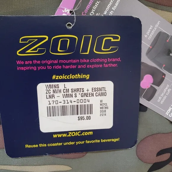 Zoic Womens L Navaeh Camo Shorts Essential Liner Adjustable Waist Biker Tech