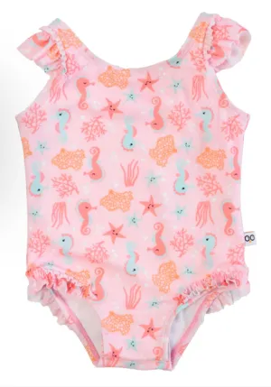 Zoocchini - Ruffled One Piece Swimsuit - Seahorse
