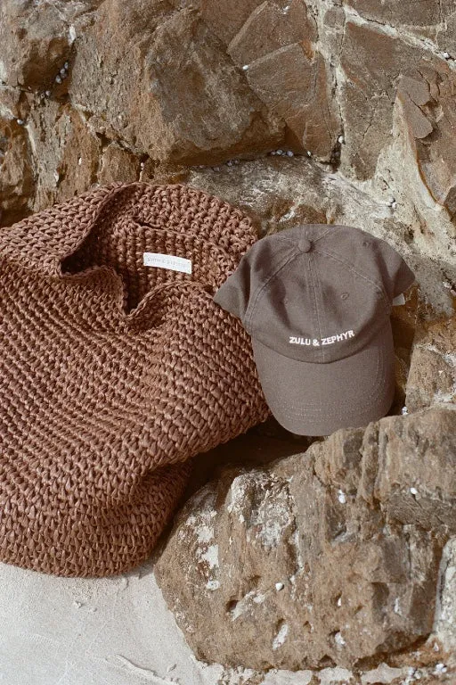 ZULU & ZEPHYR  - ROUND STRAW BAG - WALNUT