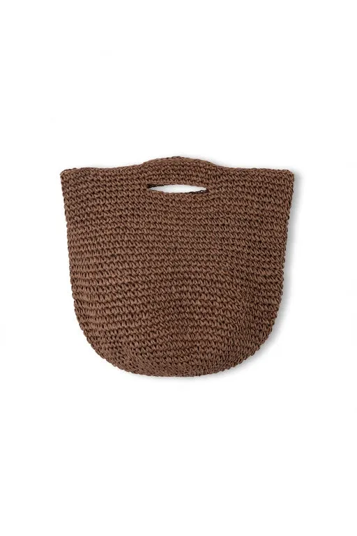 ZULU & ZEPHYR  - ROUND STRAW BAG - WALNUT